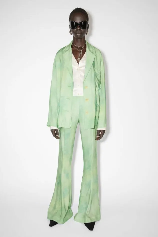 Acne Studios Trousers Woman Fitted Flared Trousers Pale Green Multi