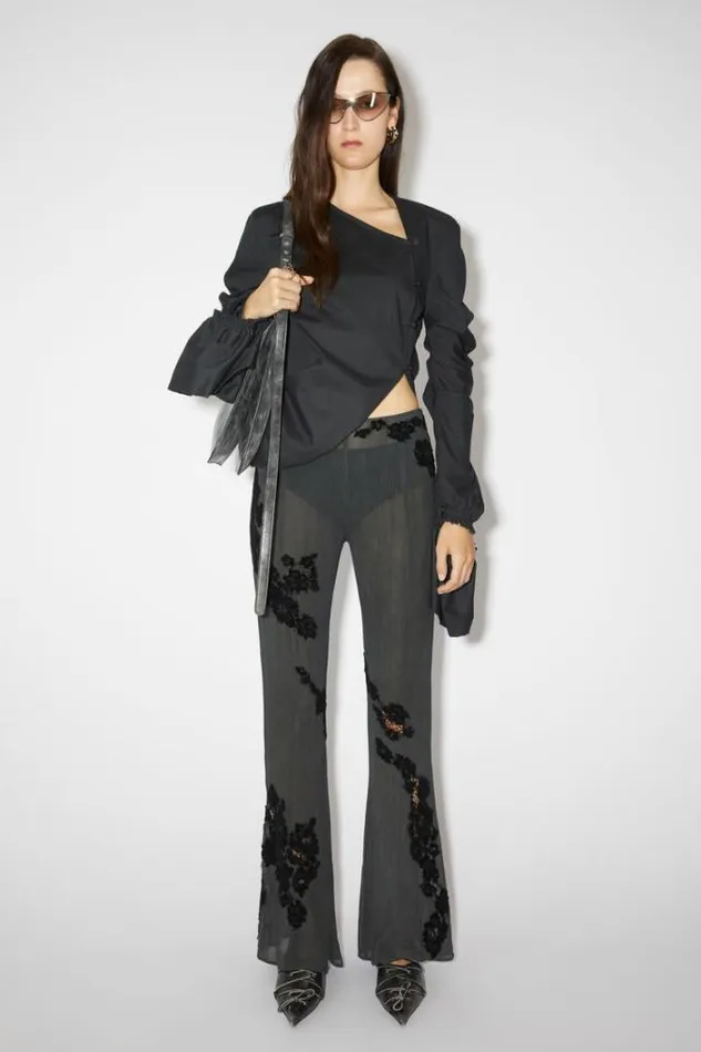 Acne Studios Trousers Woman Flared Lace Trousers Dusty Grey