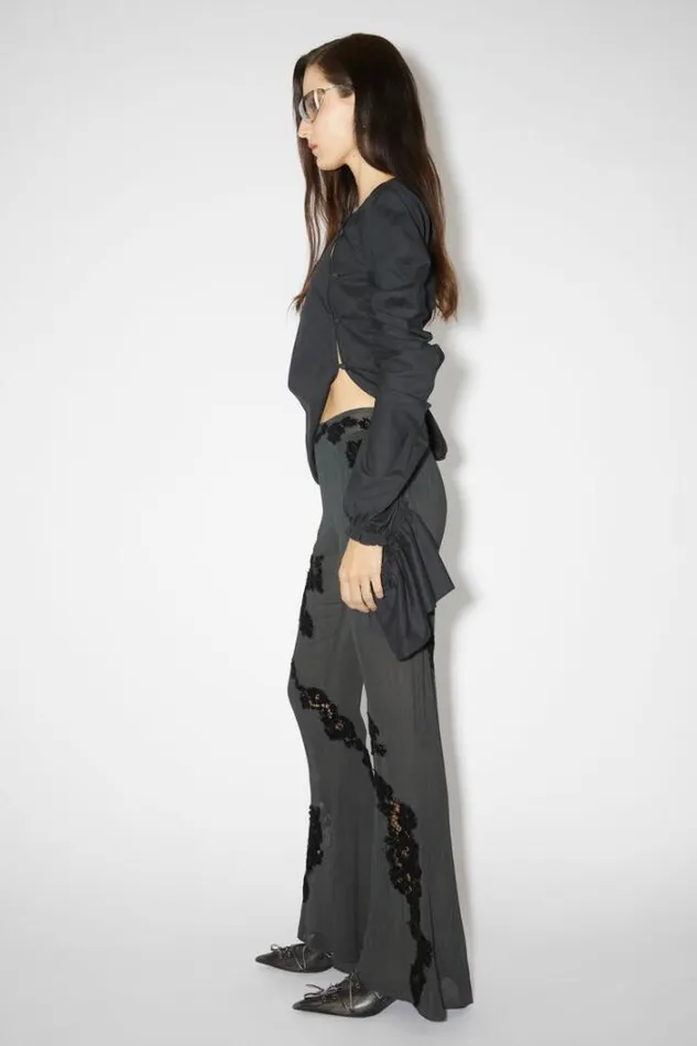 Acne Studios Trousers Woman Flared Lace Trousers Dusty Grey