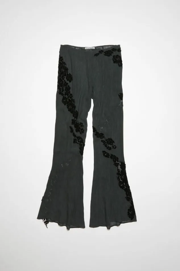 Acne Studios Trousers Woman Flared Lace Trousers Dusty Grey