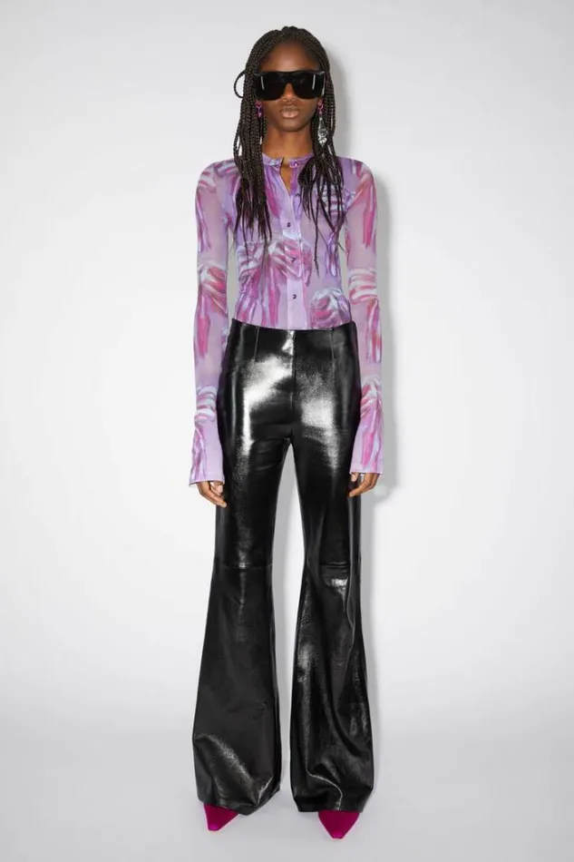 Acne Studios Trousers Woman Flared Leather Trousers Black