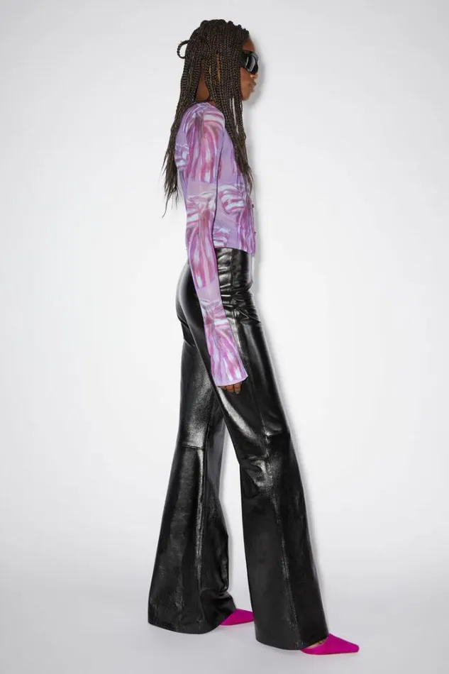 Acne Studios Trousers Woman Flared Leather Trousers Black