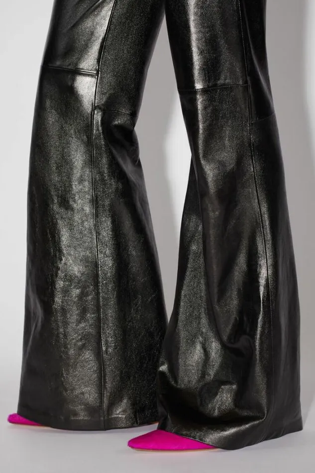 Acne Studios Trousers Woman Flared Leather Trousers Black