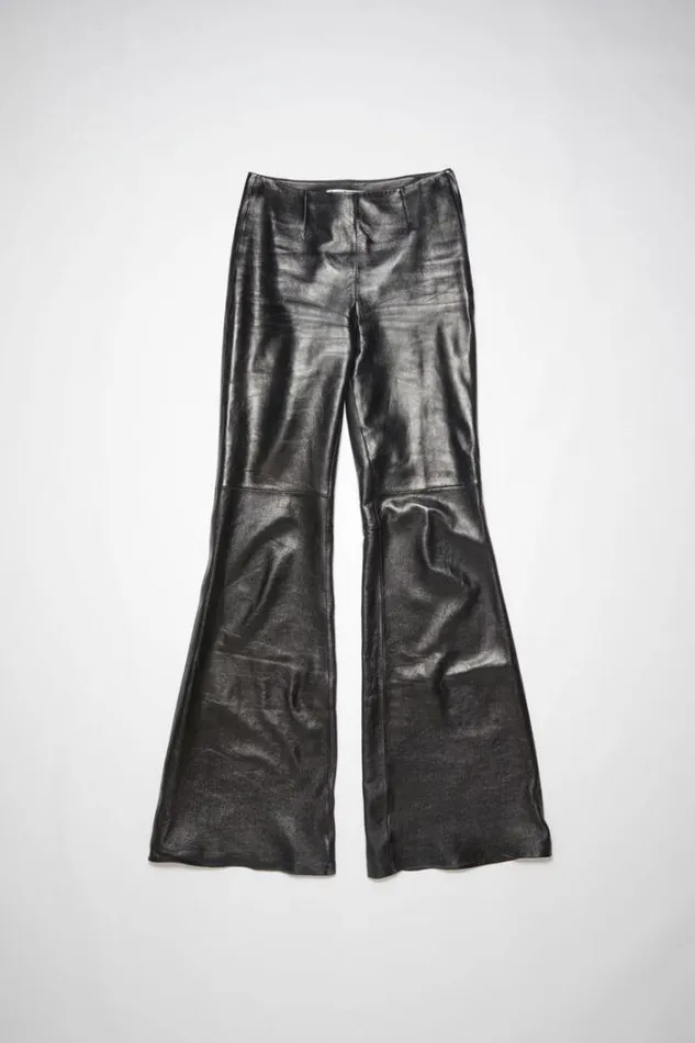 Acne Studios Trousers Woman Flared Leather Trousers Black