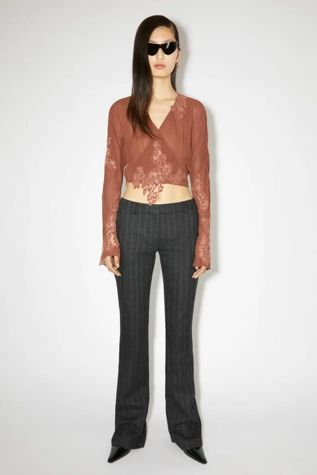 Acne Studios Trousers Woman Pinstripe Tailored Trousers Charcoal Grey