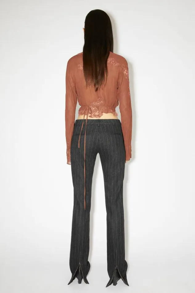 Acne Studios Trousers Woman Pinstripe Tailored Trousers Charcoal Grey