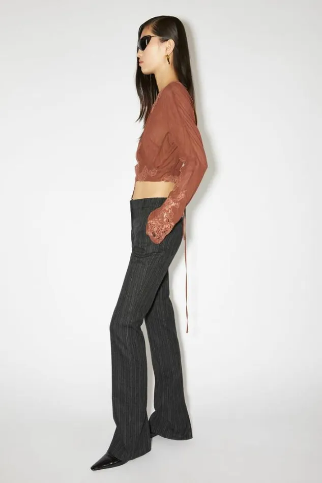 Acne Studios Trousers Woman Pinstripe Tailored Trousers Charcoal Grey