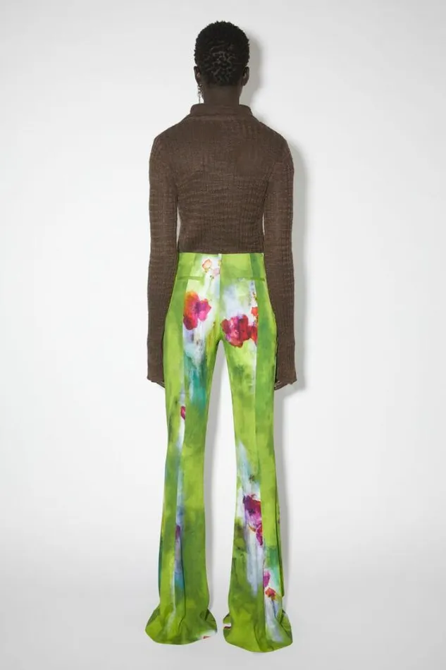 Acne Studios Trousers Woman Print Flared Trousers Green Multi
