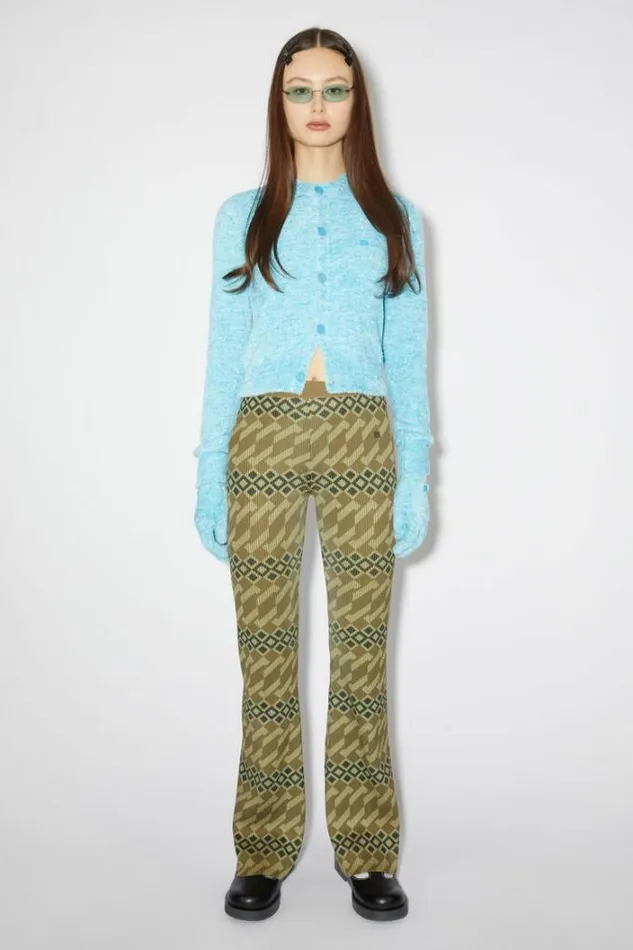 Acne Studios Trousers Woman Printed Rib Knit TrousersUnisex Khaki BeigeWheat Beige