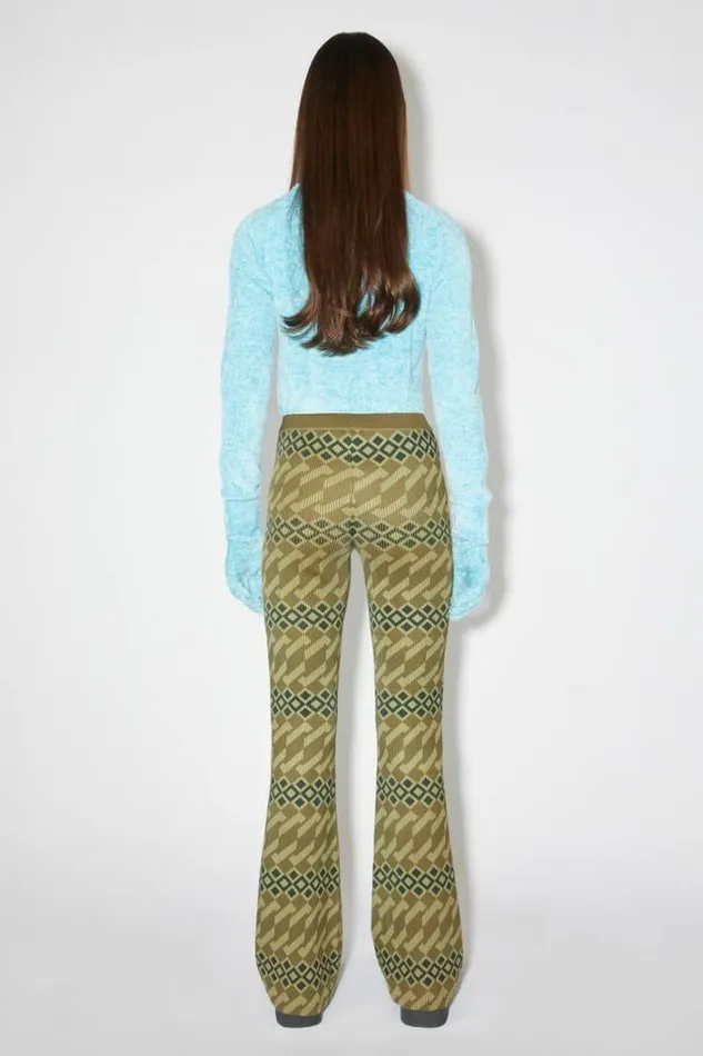 Acne Studios Trousers Woman Printed Rib Knit TrousersUnisex Khaki BeigeWheat Beige