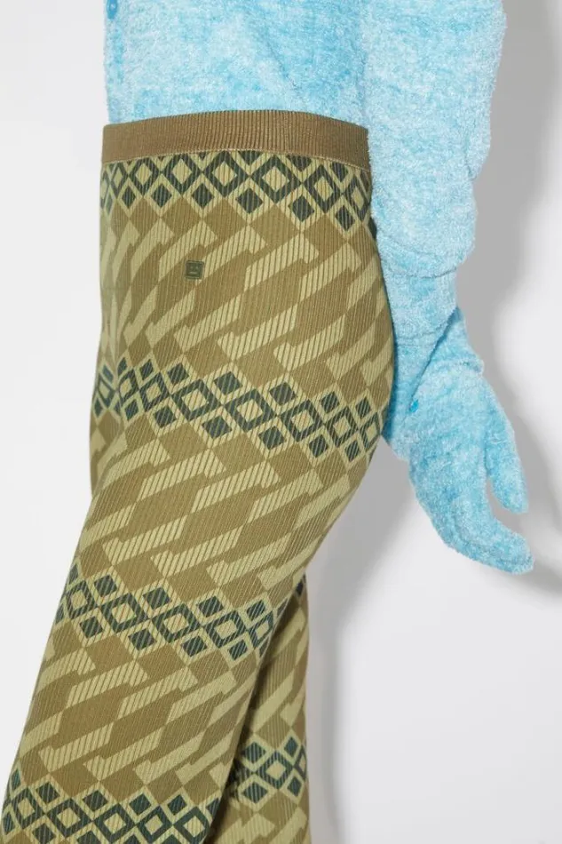 Acne Studios Trousers Woman Printed Rib Knit TrousersUnisex Khaki BeigeWheat Beige