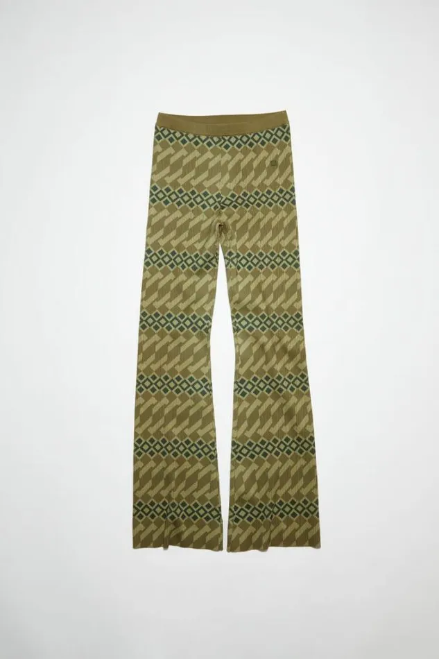 Acne Studios Trousers Woman Printed Rib Knit TrousersUnisex Khaki BeigeWheat Beige