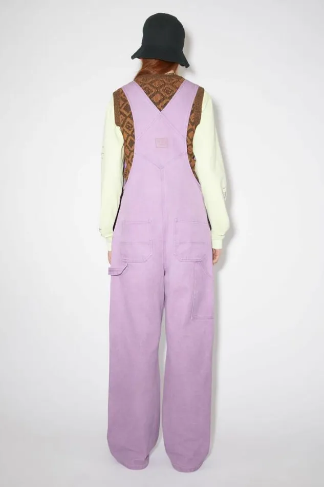 Acne Studios Trousers Woman Regular Fit Canvas DungareesUnisex Smoky Purple