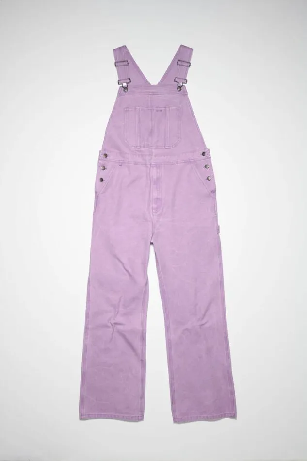 Acne Studios Trousers Woman Regular Fit Canvas DungareesUnisex Smoky Purple
