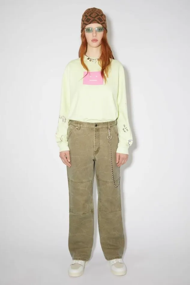 Acne Studios Trousers Woman Regular Fit Canvas TrousersUnisex Khaki Beige
