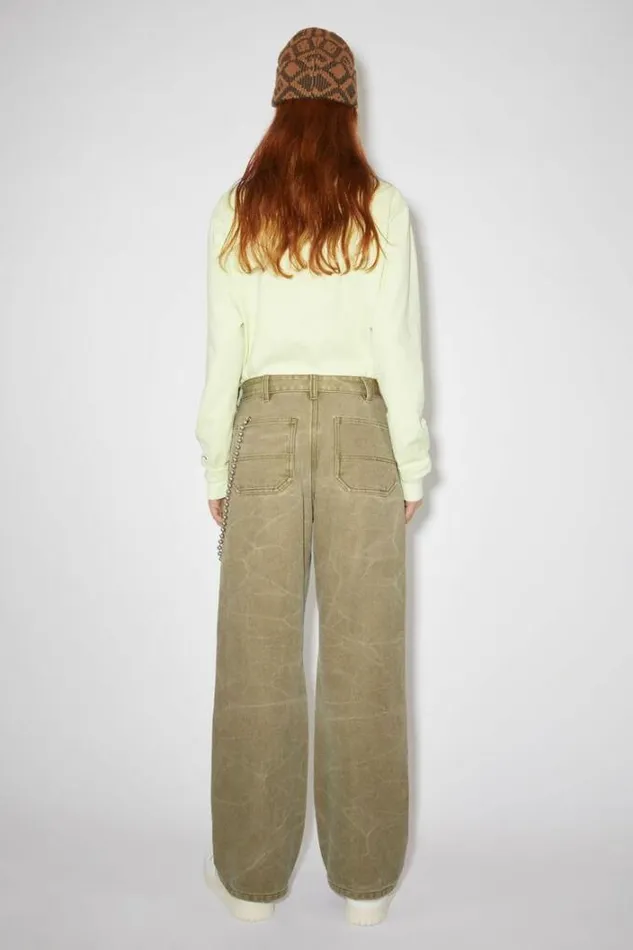 Acne Studios Trousers Woman Regular Fit Canvas TrousersUnisex Khaki Beige