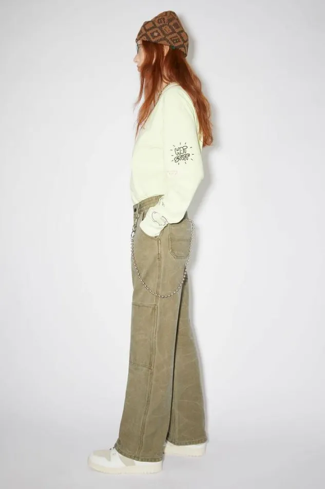 Acne Studios Trousers Woman Regular Fit Canvas TrousersUnisex Khaki Beige