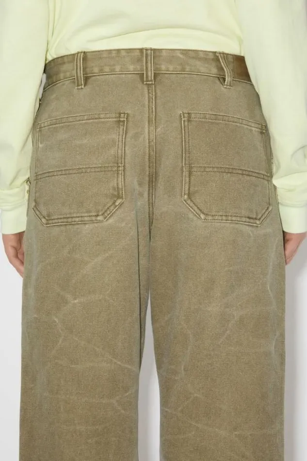 Acne Studios Trousers Woman Regular Fit Canvas TrousersUnisex Khaki Beige
