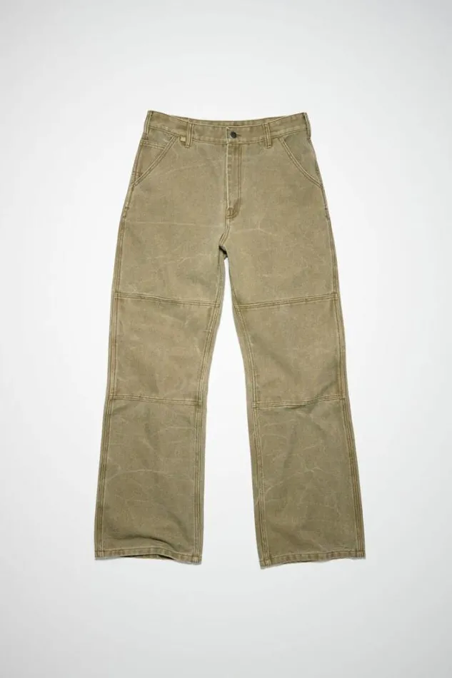 Acne Studios Trousers Woman Regular Fit Canvas TrousersUnisex Khaki Beige