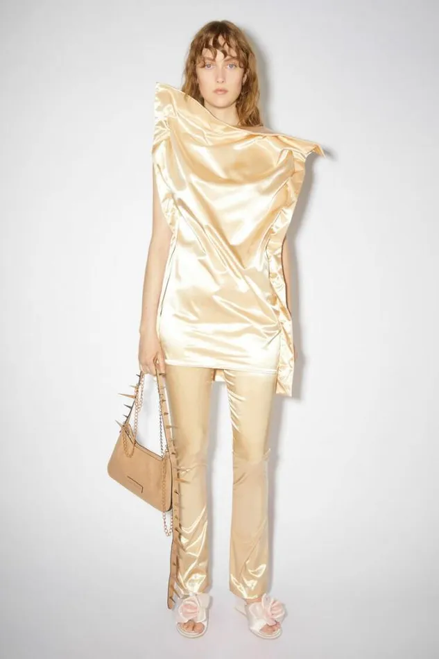 Acne Studios Trousers Woman Satin TrousersRunway Show Champagne Beige