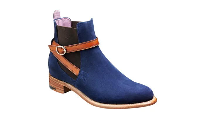 Alexandra 8211 Navy Suede Cedar Strap Womens Barker Shoes Boots