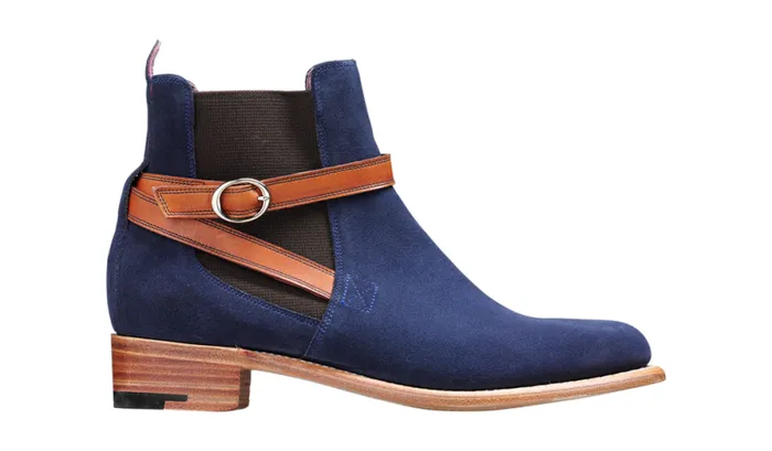 Alexandra 8211 Navy Suede Cedar Strap Womens Barker Shoes Boots