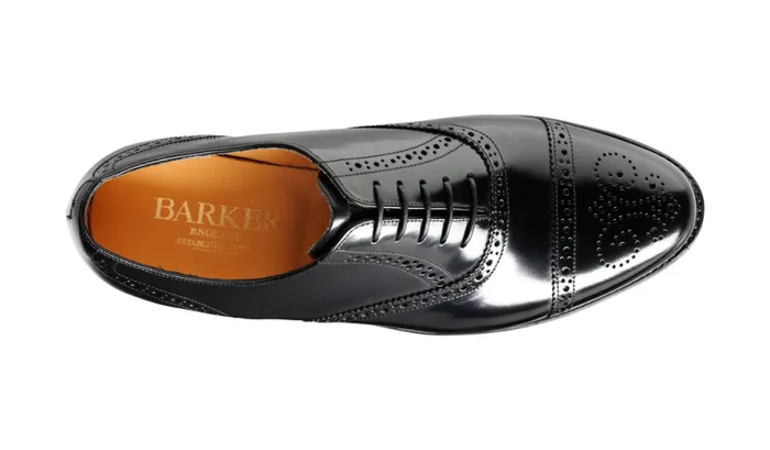 Alfred 8211 Black HiShine Mens Barker Shoes Brogues