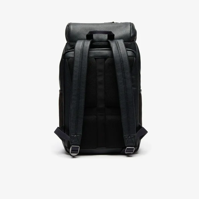 Altitude Grained Leather Flap Backpack Phantom Dark Sapphire Mens Lacoste Bags Outlet