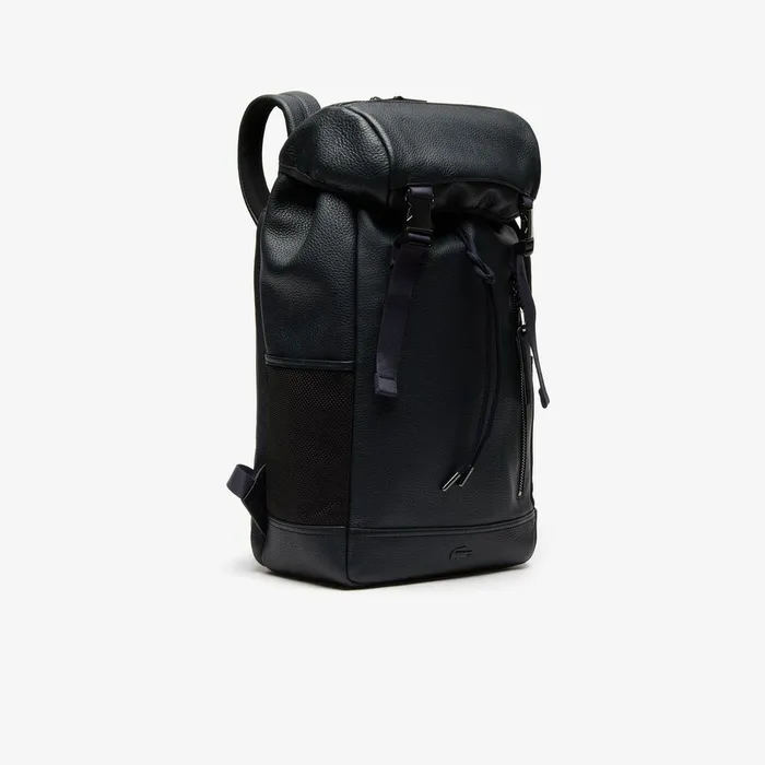 Altitude Grained Leather Flap Backpack Phantom Dark Sapphire Mens Lacoste Bags Outlet