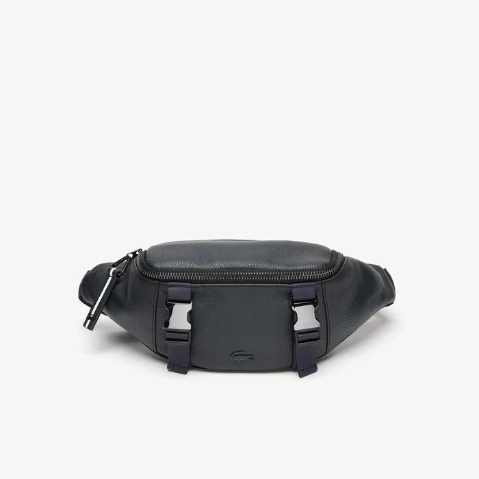 Altitude Grained Leather Zip Fanny Pack Phantom Dark Sapphire Mens Lacoste Bags On Sale