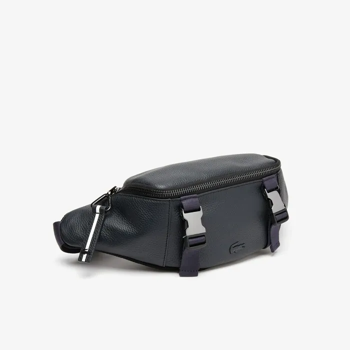 Altitude Grained Leather Zip Fanny Pack Phantom Dark Sapphire Mens Lacoste Bags On Sale