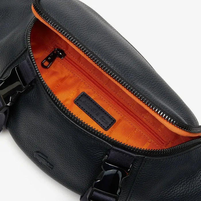 Altitude Grained Leather Zip Fanny Pack Phantom Dark Sapphire Mens Lacoste Bags On Sale