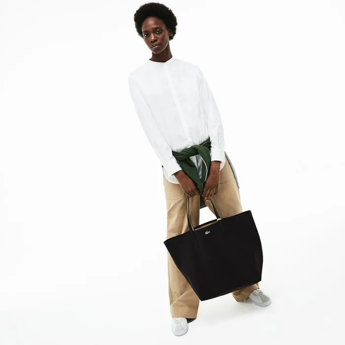Anna Large Reversible Tote Bag Noir Krema Womens Lacoste Bags Casaul