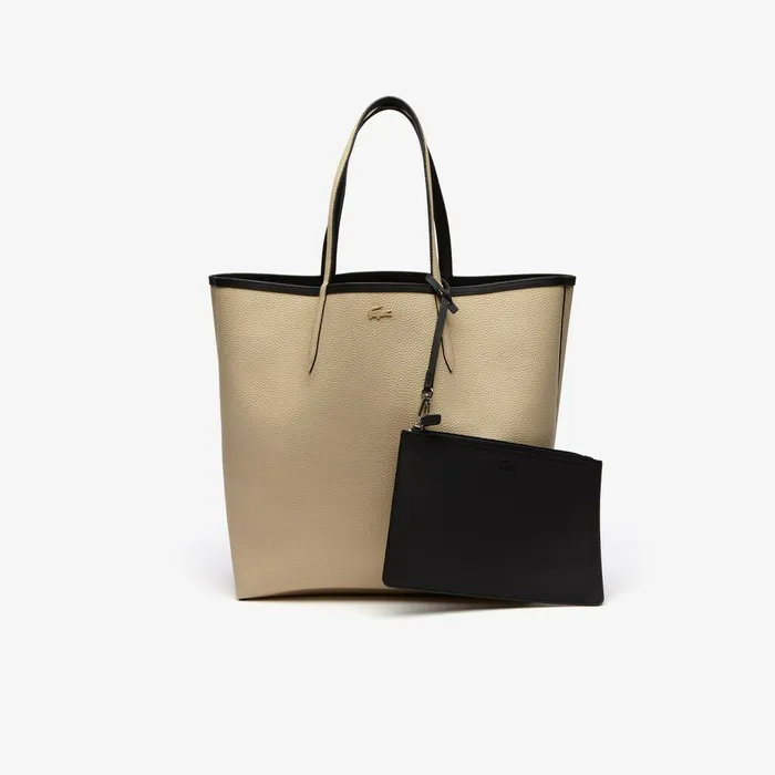 Anna Large Reversible Tote Bag Noir Krema Womens Lacoste Bags Casaul