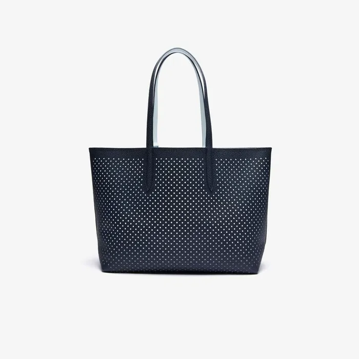 Anna Removable Pouch Perforated Reversible Tote Dark Sapphire Illusion Bl Womens Lacoste Bags Outlet