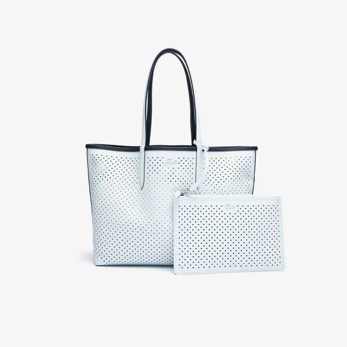 Anna Removable Pouch Perforated Reversible Tote Dark Sapphire Illusion Bl Womens Lacoste Bags Outlet
