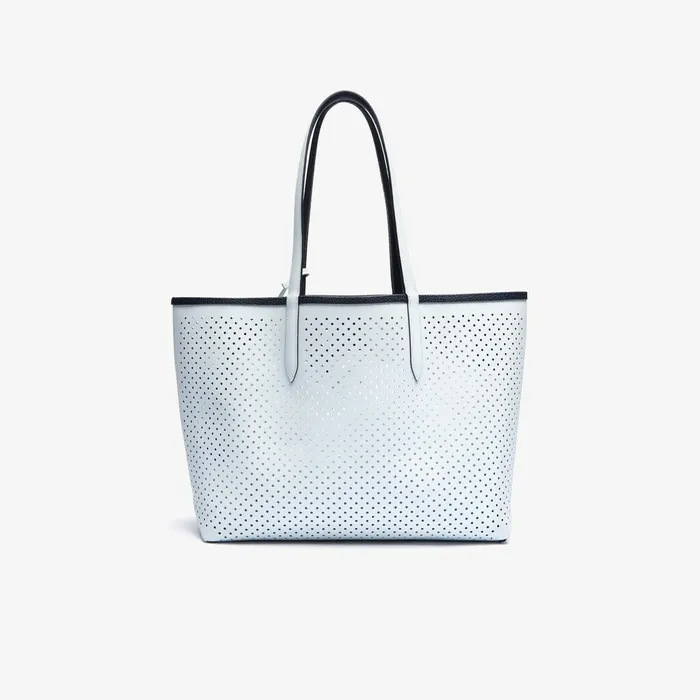 Anna Removable Pouch Perforated Reversible Tote Dark Sapphire Illusion Bl Womens Lacoste Bags Outlet