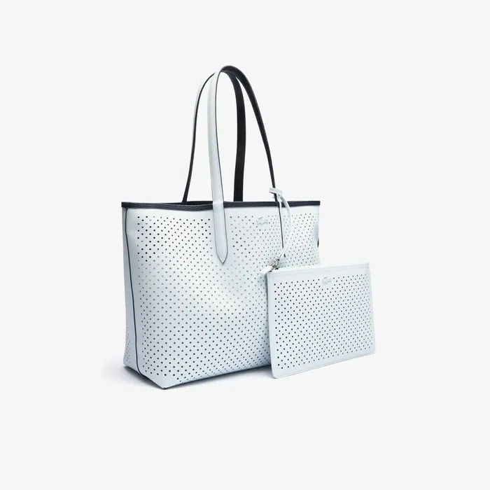 Anna Removable Pouch Perforated Reversible Tote Dark Sapphire Illusion Bl Womens Lacoste Bags Outlet