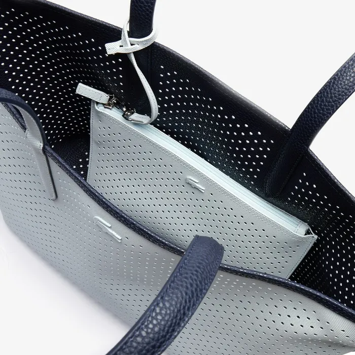 Anna Removable Pouch Perforated Reversible Tote Dark Sapphire Illusion Bl Womens Lacoste Bags Outlet