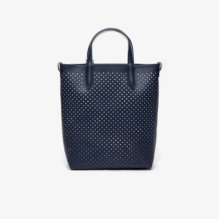 Anna Removable Pouch Perforated Vertical Tote Dark Sapphire Illusion Bl Womens Lacoste Bags Casaul