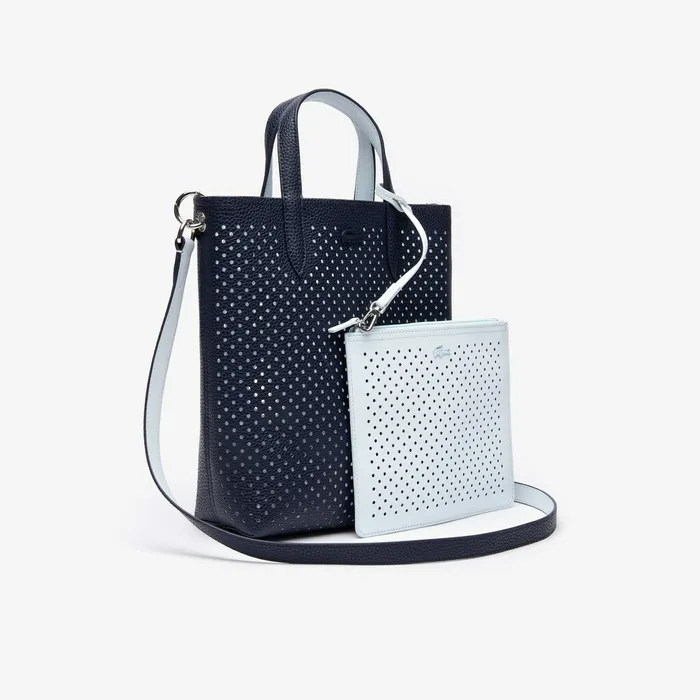Anna Removable Pouch Perforated Vertical Tote Dark Sapphire Illusion Bl Womens Lacoste Bags Casaul