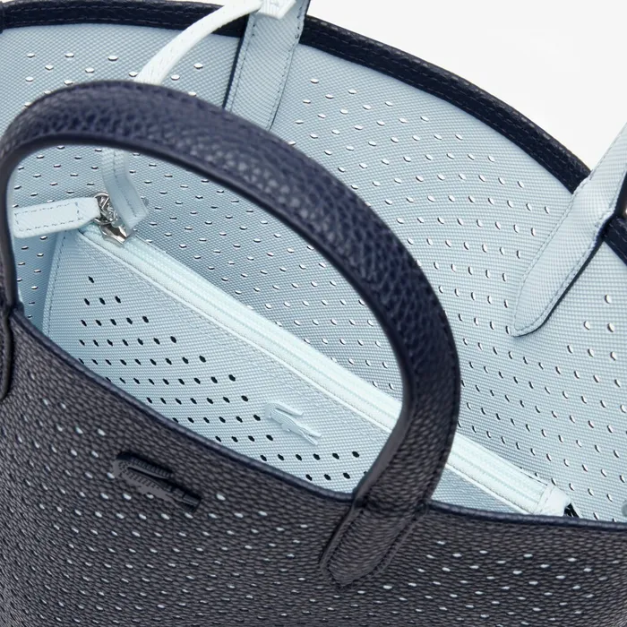 Anna Removable Pouch Perforated Vertical Tote Dark Sapphire Illusion Bl Womens Lacoste Bags Casaul