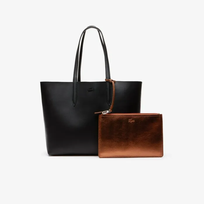 Anna Reversible Matte And Iridescent Leather Tote Black 2132 Womens Lacoste Bags Online Store
