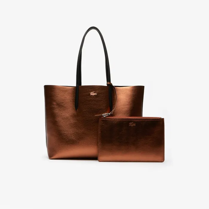 Anna Reversible Matte And Iridescent Leather Tote Black 2132 Womens Lacoste Bags Online Store