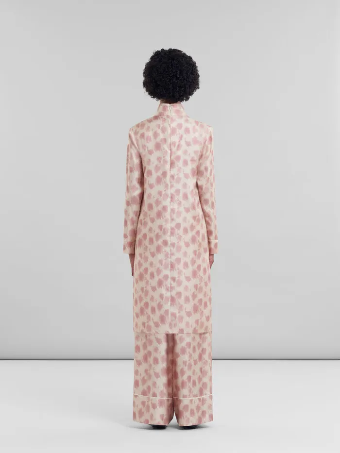 Antique Pink Silk Midi Dress With Crayon Leopard Print Women Marni Dresses