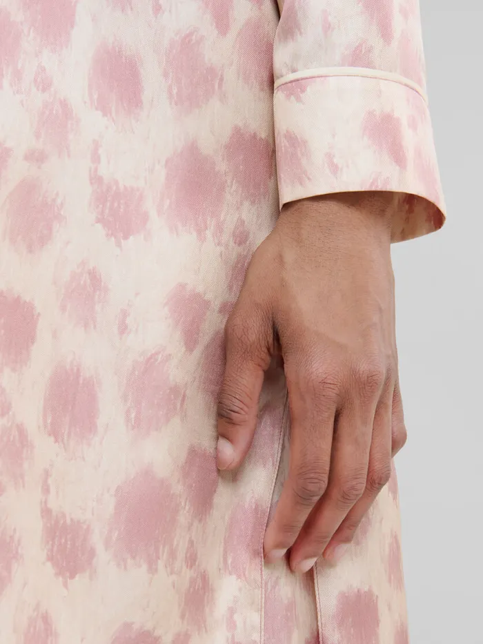 Antique Pink Silk Midi Dress With Crayon Leopard Print Women Marni Dresses