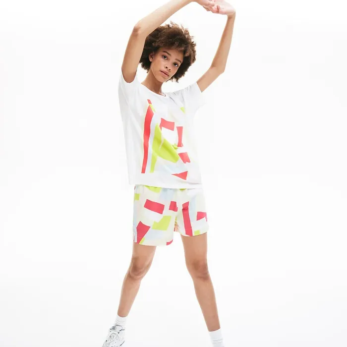 ArtPrint Cotton TShirt White Womens Lacoste TShirts On Sale