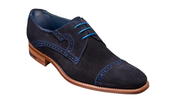 Ashton 8211 Navy Cut Through Suede Mens Barker Shoes Brogues
