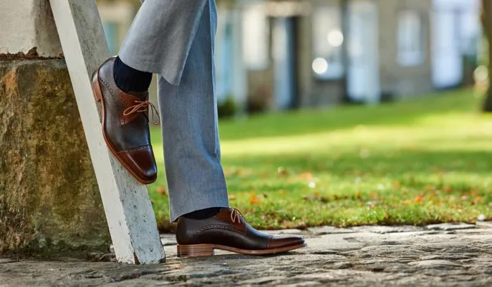 Ashton 8211 Navy Cut Through Suede Mens Barker Shoes Brogues