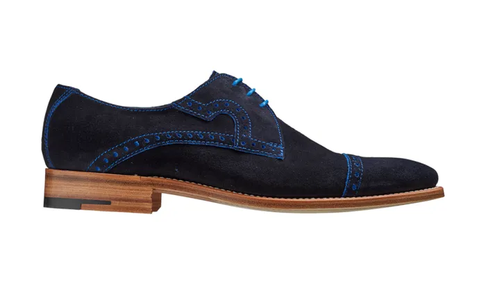 Ashton 8211 Navy Cut Through Suede Mens Barker Shoes Brogues